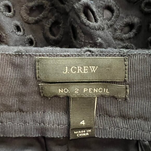 J. Crew Women's No.2 Pencil Pointelle Navy Blue Lined Cotton Skirt, Size 4 - Picture 6 of 10